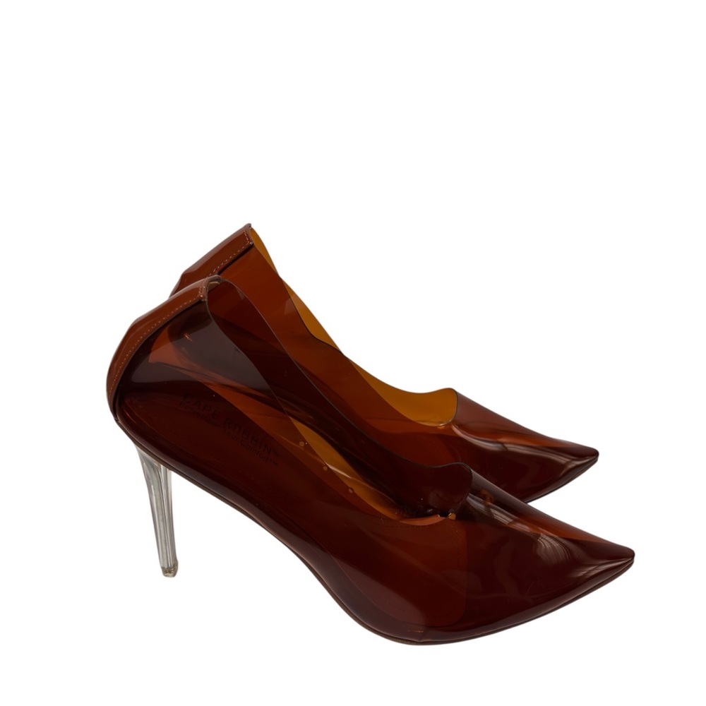 CAPE ROBBIN GLASS DOLL CLEAR STILETTO BROWN HIGH HEELS WOMEN SIZE 11 BRAND NEW